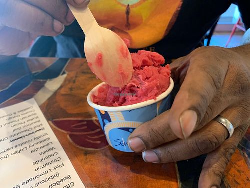 Hibiscus sorbet! at Sav's in Lexington