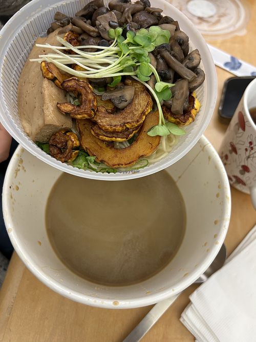 Mushroom paitan (vegan version) when you get it delivered.   at Kodaiko in Sacramento