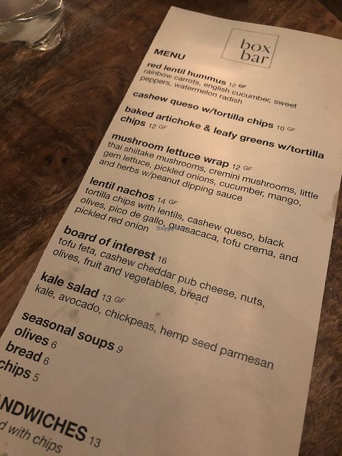 Box Bar West Seattle Washington Restaurant HappyCow