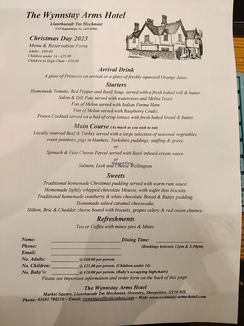 Call to book a fantastic Christmas meal. at The Wynnstay Arms Hotel in Llanrhaeadr-ym-mochnant