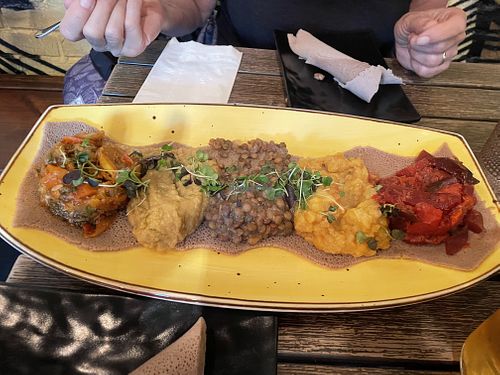 Pissaro platter  at Ras Plant Based in Brooklyn