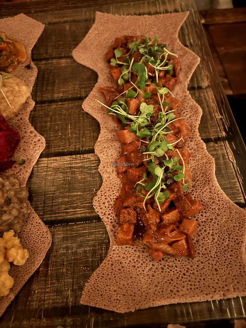 Tibs platter  at Ras Plant Based in Brooklyn