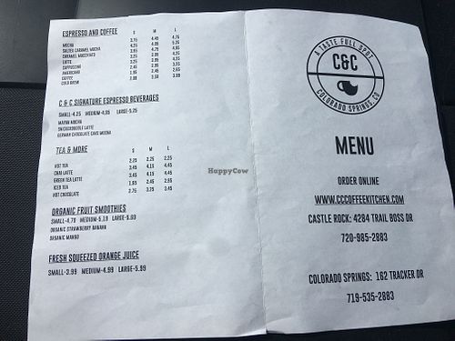 Menu 2 at Gogi Kitchen at C&C in Castle Rock