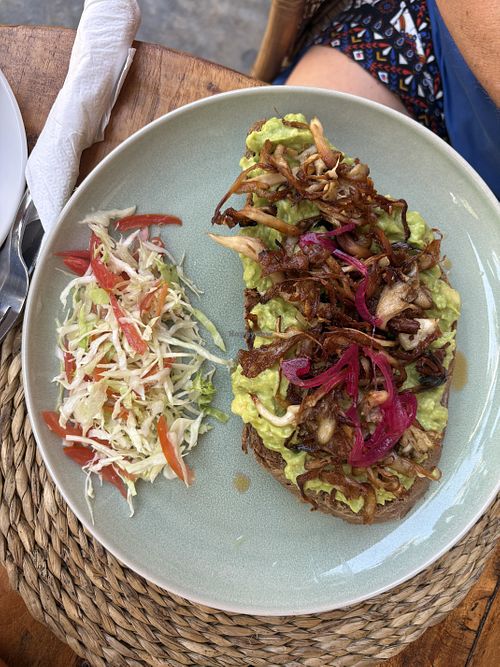 Avo and mushrooms on toast  at Salt House in Dikwella