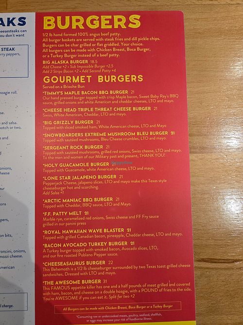 Menu as of 12/22/24 at Food Factory in Fairbanks