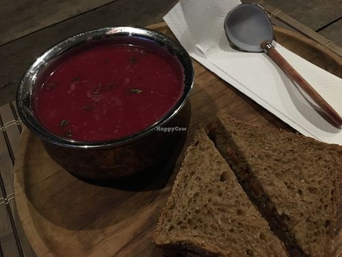 Beetroot soup  at Cafe Durga in Unawatuna