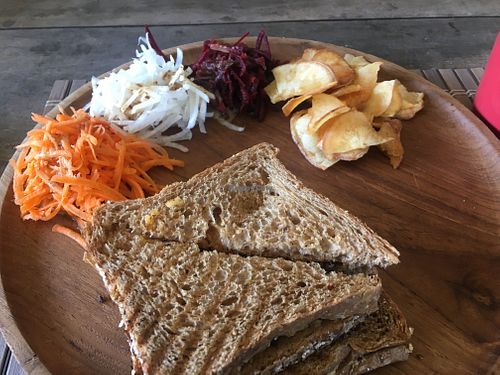 breakfast toast, veggies, chips at Cafe Durga in Unawatuna