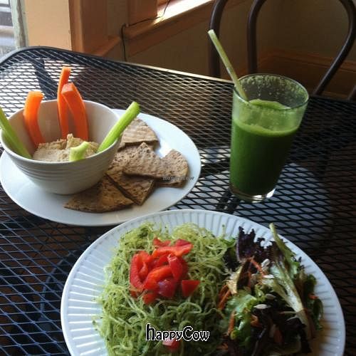 kelp noodles and hummus plate at Garden to Grill in Sacramento