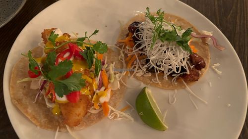 Celeriac katsu taco and eggplant taco  at Vandal in Newtown