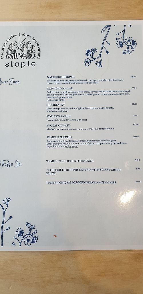 Menu 2 at Staple in Altona