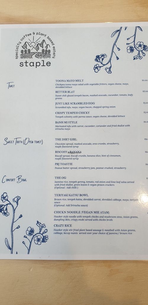 Menu 1 at Staple in Altona