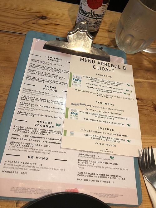 Menu at Arrebol in Cadiz