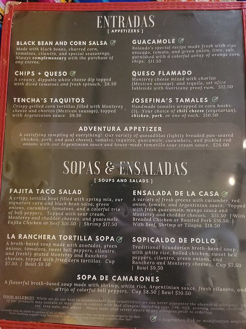 Menu page 1 at Rolando's in Hot Springs