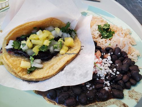 Taco with rice and beans at Tacotarian - Downtown LV in Las Vegas