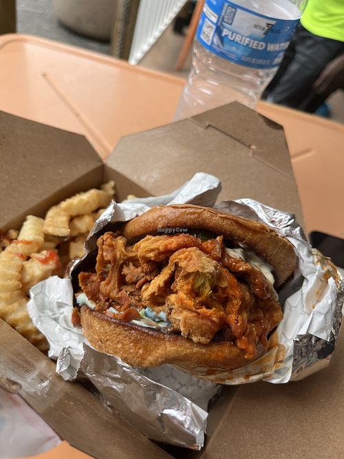 Buffalo ranch chicken burger  at Sunshine Vegan Eats in Buffalo