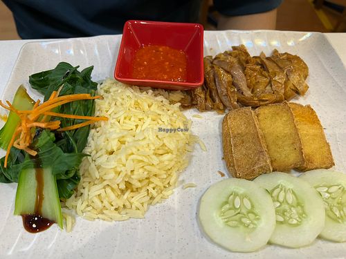 Chicken rice  #Veganuary at Red Apple Veggie Cafe 红苹果素食 - Fortune Centre in Central Singapore