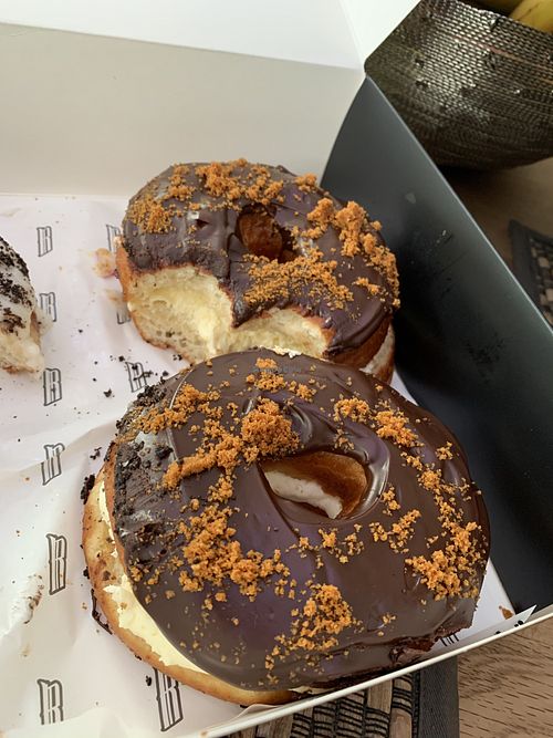 Caramel and choco at Revival Coffee and Donuts in Hull