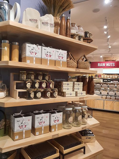 Raw nuts, tea and tea pots at Scoop Wholefoods - Paya Lebar in Central Singapore