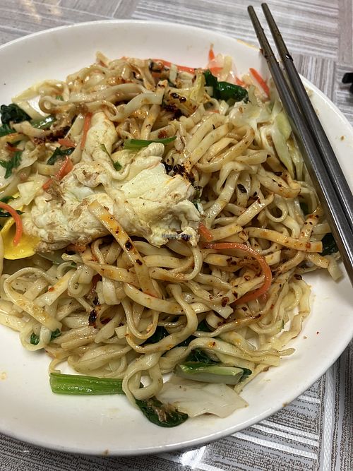 Vege noodles..paid extra for egg  at Qí Xīn Shū Shí Fāng 齊芯蔬食坊 in Taipei