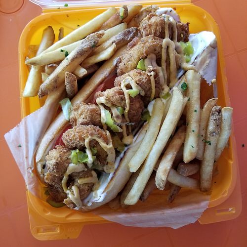 Rich man shrimp po boy sandwich at The Rabbit Hole in Pompano Beach