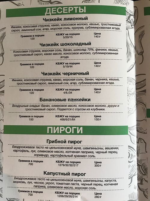 Menu at Fitokuhnya - Фитокухня in Irkutsk