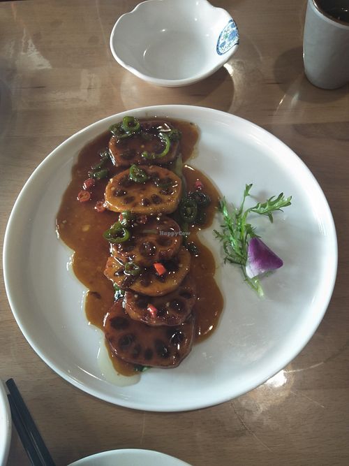 Stuffed lotus root. at Qibao Temple in Shanghai