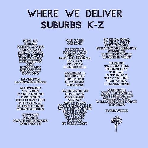 Delivery Areas K-Z at Wasteless Vegan Kitchen in Footscray