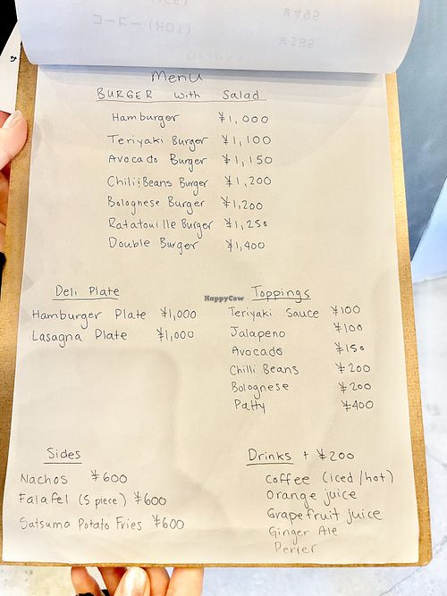 English menu   at NICE in Fukuoka