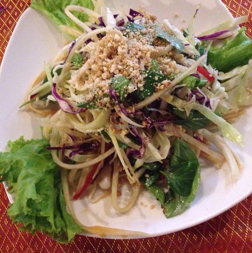 papaya salad from cookery course at Peace Cafe in Siem Reap