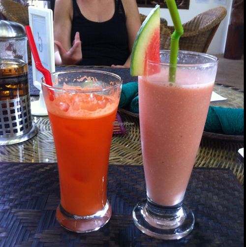 'Silky Skin' juice ($2) and fruit shake ($1.50) at Peace Cafe in Siem Reap