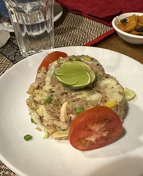 Vegan fried rice shaped in a 💖  at Peace Cafe in Siem Reap