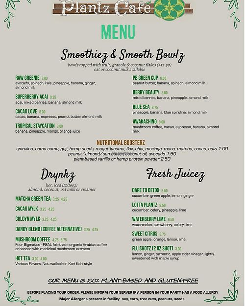 New 2020 menu! at Plantz Cafe in Dracut