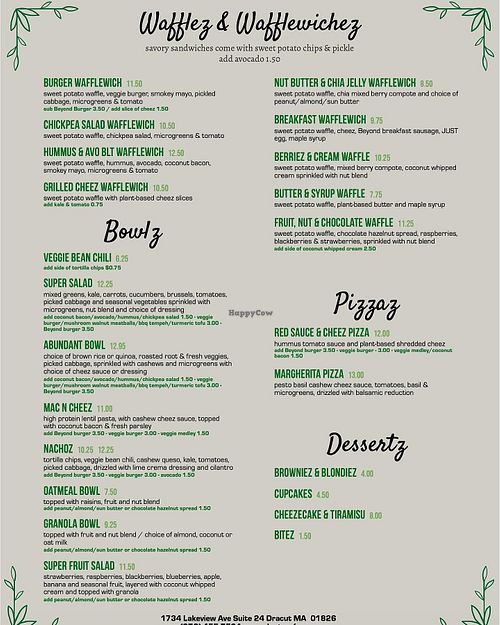 New 2020 menu! at Plantz Cafe in Dracut
