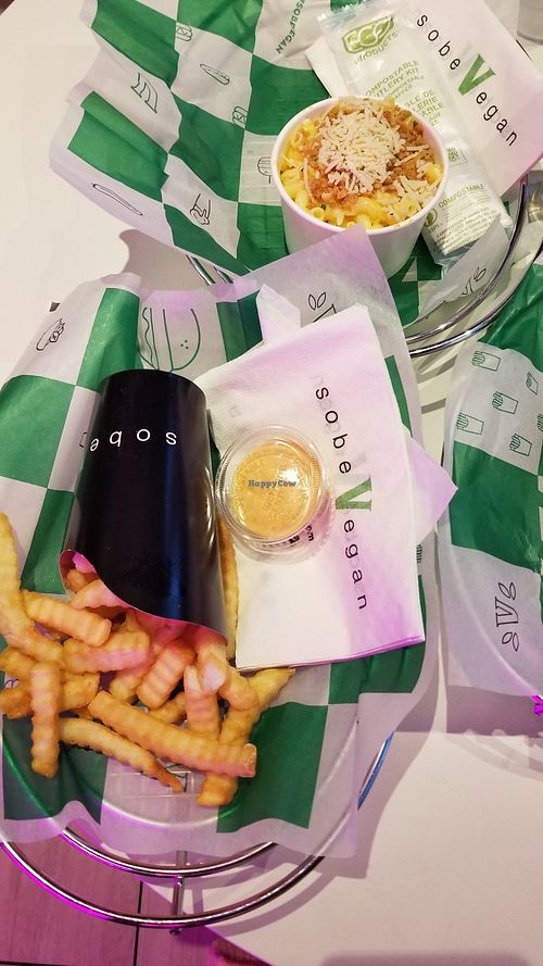 Fries and Mac and cheese at SoBe Vegan in Fort Lauderdale