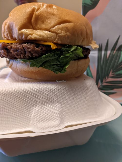 American burger at SoBe Vegan in Fort Lauderdale