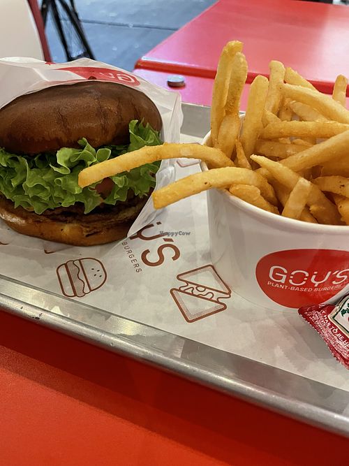 Fries and La Goy  at Goy's Plant-Based Burgers - Álvaro Obregón in Mexico City
