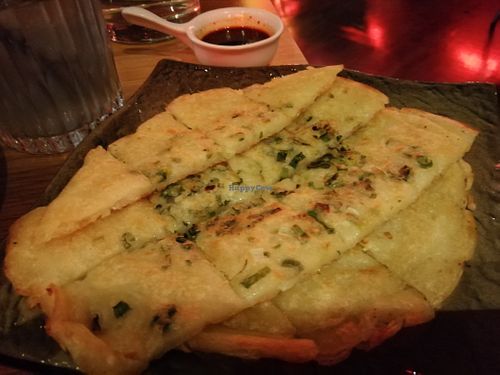 Pajeon (savoury potato pancake) at Bibimbap West in Glasgow