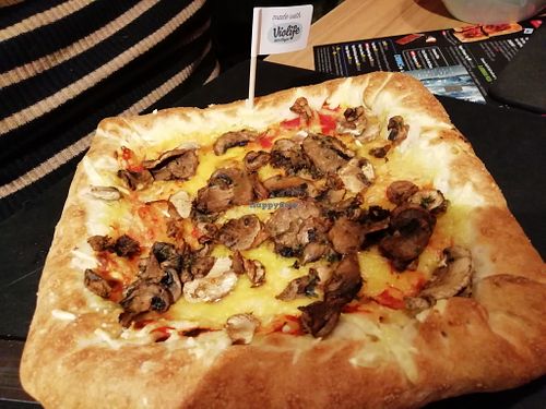 Vegan mushroom stuffed crust pizza at Pizza Hut - The Forge in Glasgow