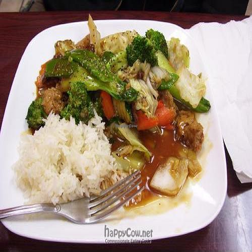 Mixed vegetables with beef and chicken at Mitasie 3 in Huntington Beach