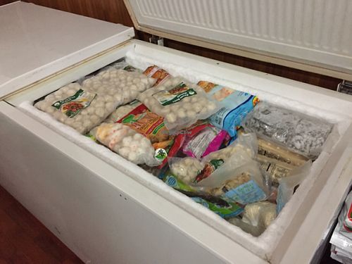 vegan frozen foods for sale at Kedai Mie in Denpasar