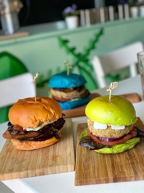 Orange Crunch
Tropicana Burger
Riviera Blue Burger  at Five Buns in South East London