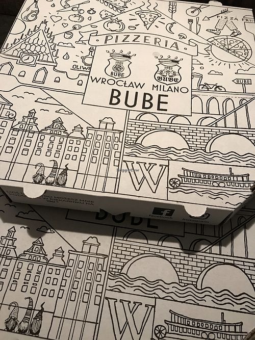 Customised boxes  at Pizzeria Bube Antoniego in Wroclaw