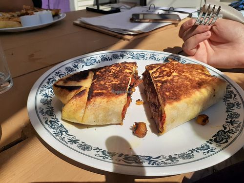 Mediterranean wrap (same thing but in a wrap and no hashbrowns) $11.95 at Whistle Stop in Deep River