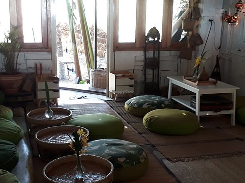 Inside seating at Hilush Bakery in Koh Phangan