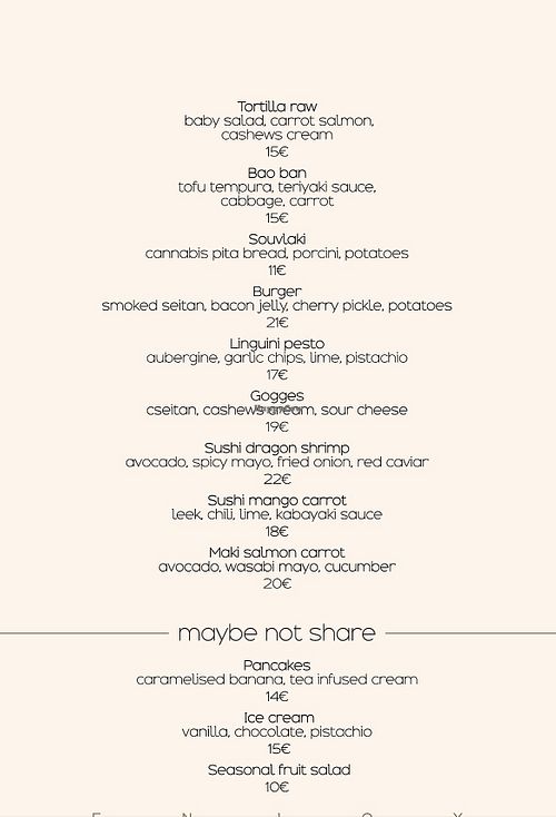 Lunch menu 2  at Koukoumi Hotel in Mykonos