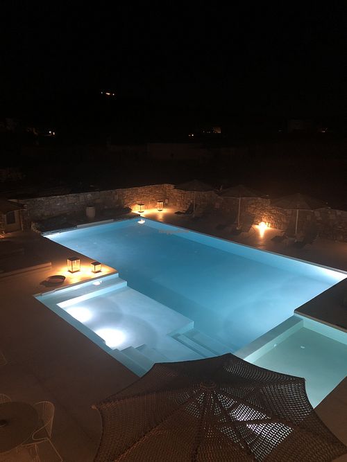 Pool area  at Koukoumi Hotel in Mykonos