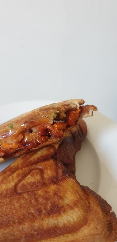 Hosein duck jaffle - with mayo, spring onions.  at Radicle Foods in Flemington