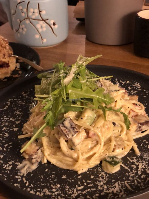 Creamy smoked tofu pasta  at Kringel in Tallinn