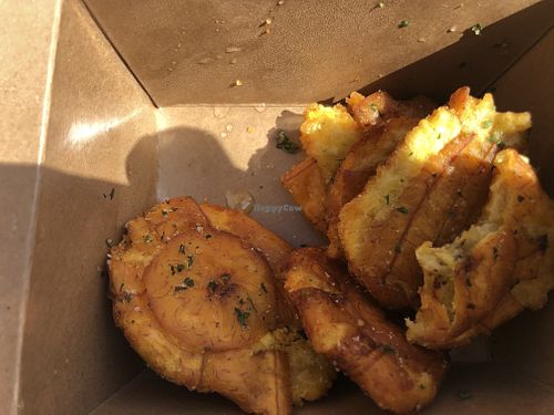 Plantains with garlic sauce  at Miami Nice in Portland