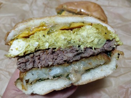 Breakfast Vegan burger at Love Handle in Central Singapore